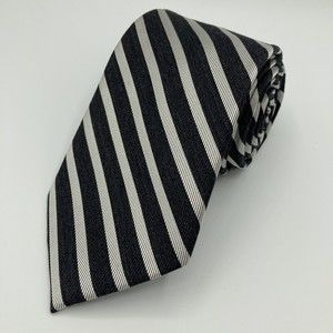 NWT NAUTICA Silk Tie for Men 3.25" Narrow Black Silver Metallic Repp Striped NEW